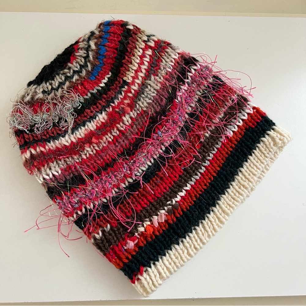 Hand-Knit Mixed Media Hat